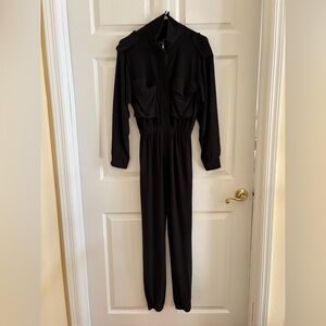 Olivaceous black jumpsuit with jogger